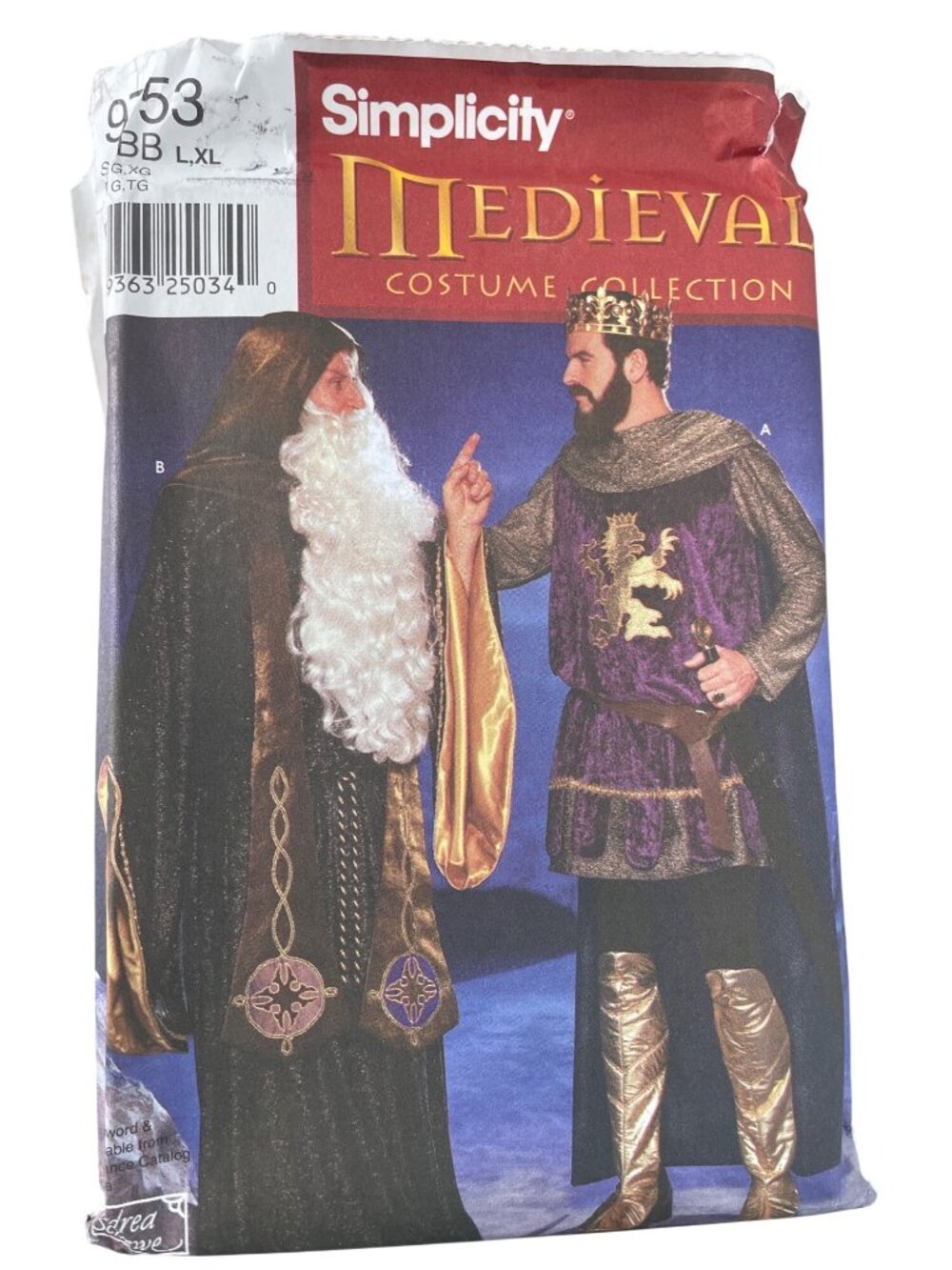 Simplicity 9753 Wizard Knight Costume Pattern Size L-XL Mens Medieval UNCUT
